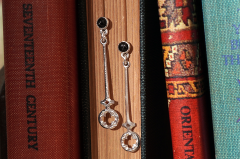 Foliate Collection- No. 6, Luna Earrings, Black Star Diopside