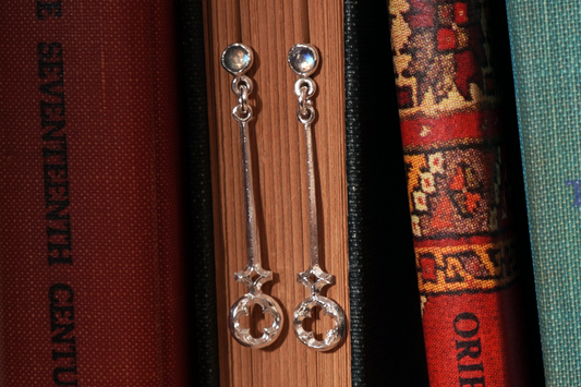 Foliate Collection- No. 6, Luna Earrings, Labradorite