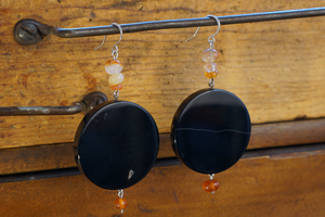 Delaunay Earrings in Onyx & Carnelian