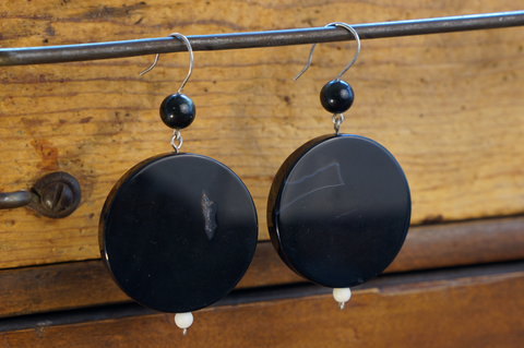 Delaunay Earrings in Onyx, Golden Obsidian & Magnesite