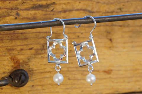 Foliate Collection- Pearl Earrings, No. 3
