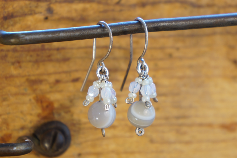 Rasenna Tassel Earrings in Sard & Opalite