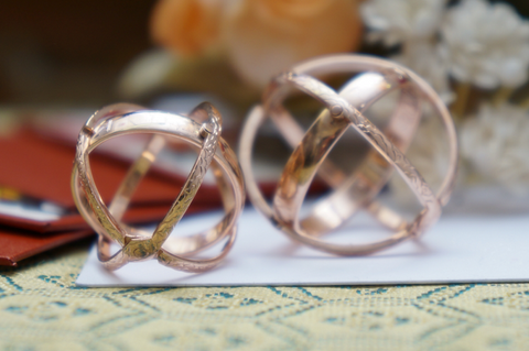3-Band Armillary Ring, Rose Gold
