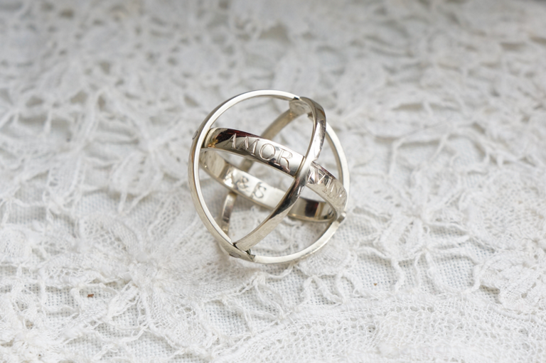 3-Band Armillary Ring, White Gold