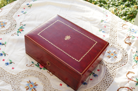 Vintage Leather Florentine Jewelry Box