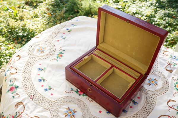 Vintage Leather Florentine Jewelry Box