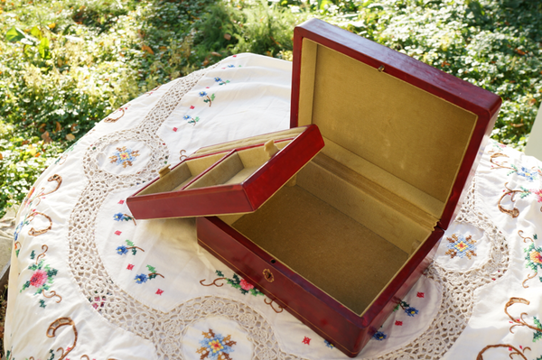 Vintage Leather Florentine Jewelry Box